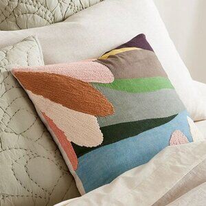 West Elm Crewel Banana Leaves Cushion Cover